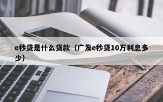 e秒贷是什么贷款（广发e秒贷10万利息多少）