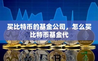 买比特币的基金公司，怎么买比特币基金代