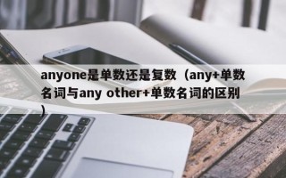 anyone是单数还是复数（any+单数名词与any other+单数名词的区别）