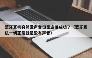 蓝牙耳机突然没声音但是连接成功了（蓝牙耳机一切正常就是没有声音）