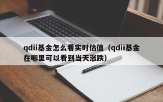 qdii基金怎么看实时估值（qdii基金在哪里可以看到当天涨跌）