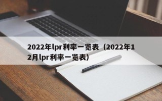 2022年lpr利率一览表（2022年12月lpr利率一览表）