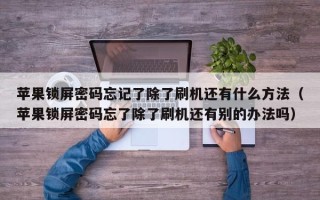 苹果锁屏密码忘记了除了刷机还有什么方法（苹果锁屏密码忘了除了刷机还有别的办法吗）