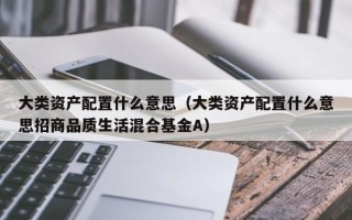 大类资产配置什么意思（大类资产配置什么意思招商品质生活混合基金A）