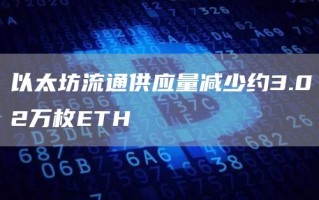 以太坊流通供应量减少约3.02万枚ETH