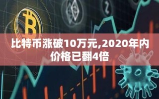 比特币涨破10万元,2020年内价格已翻4倍