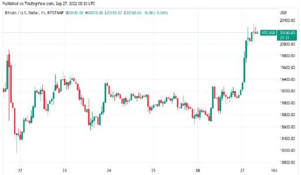 比特币上涨5%收回2万美元 自2016年以来首次看到绿色9月-第1张图片-昕阳网